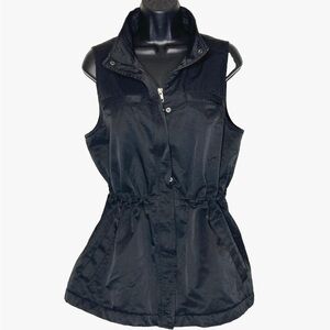 Eileen Fisher S Vest Black Organic Cotton Nylon shell
fleece lined cinch waist